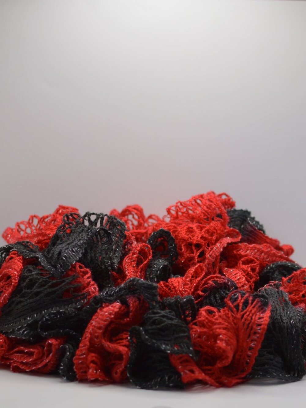 Homemade Black and Red Ruffle Scarf